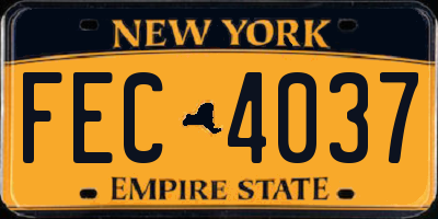 NY license plate FEC4037