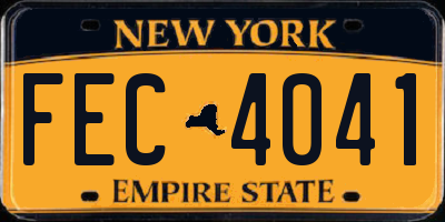 NY license plate FEC4041