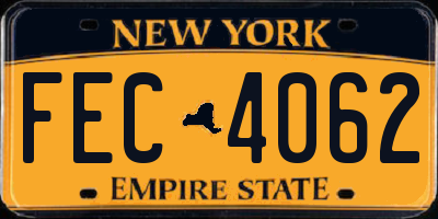 NY license plate FEC4062