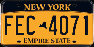 NY license plate FEC4071