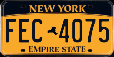 NY license plate FEC4075