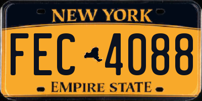 NY license plate FEC4088