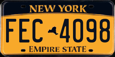 NY license plate FEC4098
