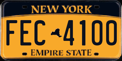 NY license plate FEC4100