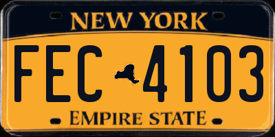 NY license plate FEC4103