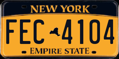 NY license plate FEC4104