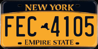NY license plate FEC4105