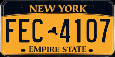 NY license plate FEC4107