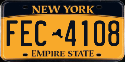 NY license plate FEC4108