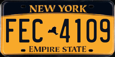 NY license plate FEC4109