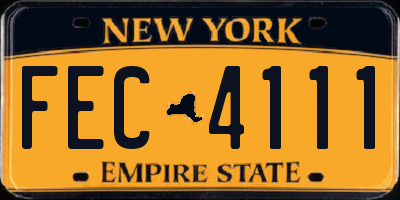 NY license plate FEC4111