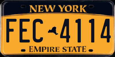 NY license plate FEC4114