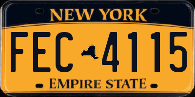 NY license plate FEC4115