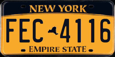 NY license plate FEC4116
