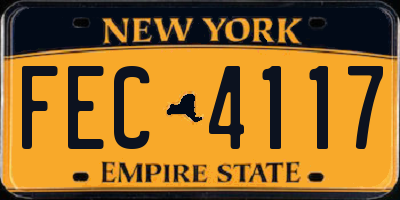 NY license plate FEC4117