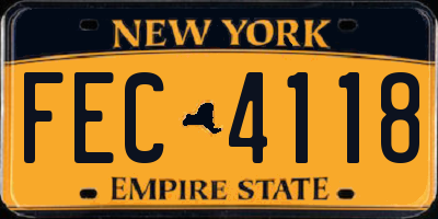 NY license plate FEC4118