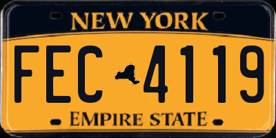 NY license plate FEC4119