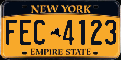 NY license plate FEC4123