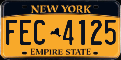 NY license plate FEC4125