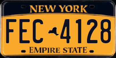 NY license plate FEC4128