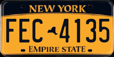 NY license plate FEC4135
