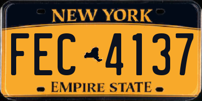 NY license plate FEC4137