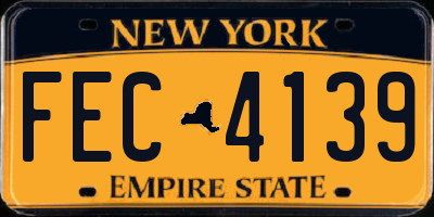 NY license plate FEC4139
