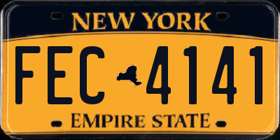 NY license plate FEC4141