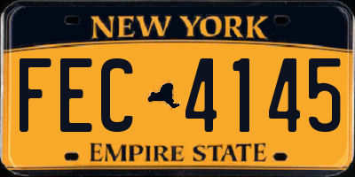 NY license plate FEC4145