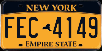 NY license plate FEC4149