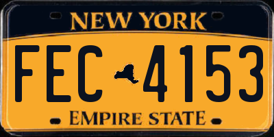 NY license plate FEC4153
