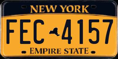 NY license plate FEC4157