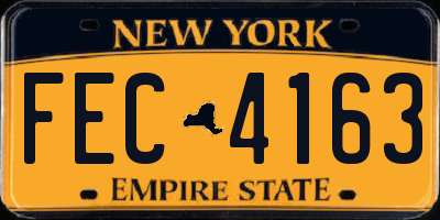 NY license plate FEC4163
