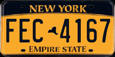 NY license plate FEC4167
