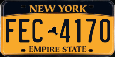 NY license plate FEC4170