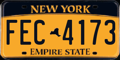 NY license plate FEC4173