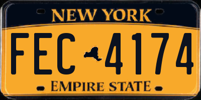 NY license plate FEC4174