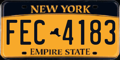 NY license plate FEC4183