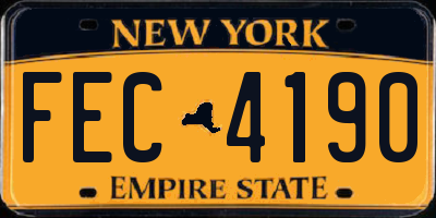 NY license plate FEC4190