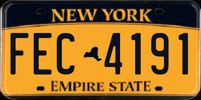 NY license plate FEC4191