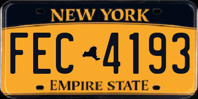 NY license plate FEC4193
