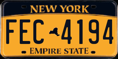 NY license plate FEC4194
