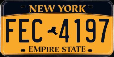 NY license plate FEC4197