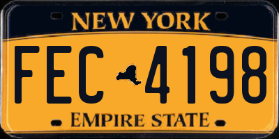 NY license plate FEC4198