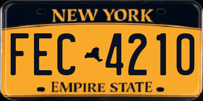 NY license plate FEC4210