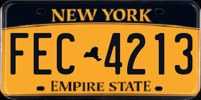 NY license plate FEC4213