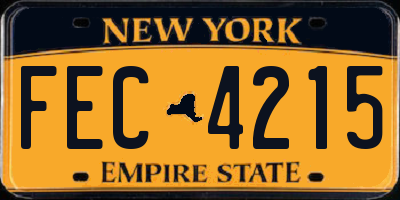NY license plate FEC4215