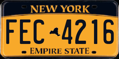 NY license plate FEC4216