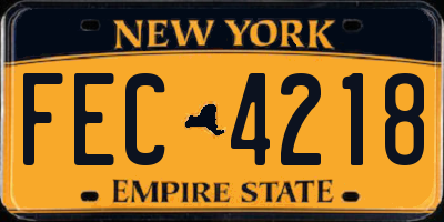 NY license plate FEC4218