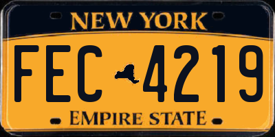 NY license plate FEC4219